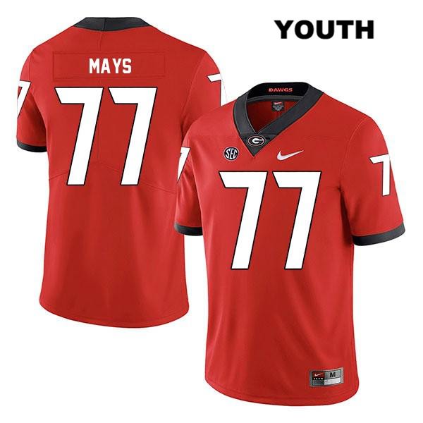 Georgia Bulldogs Youth Cade Mays #77 NCAA Legend Authentic Red Nike Stitched College Football Jersey QHW8056JD